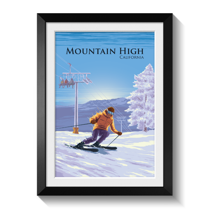 Mountain High California Ski Resort Travel Poster