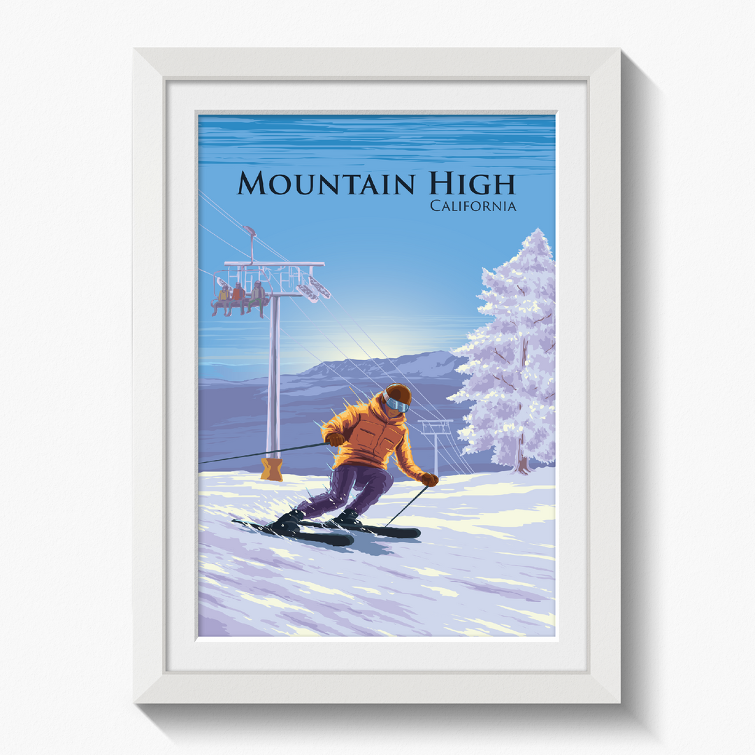 Mountain High California Ski Resort Travel Poster