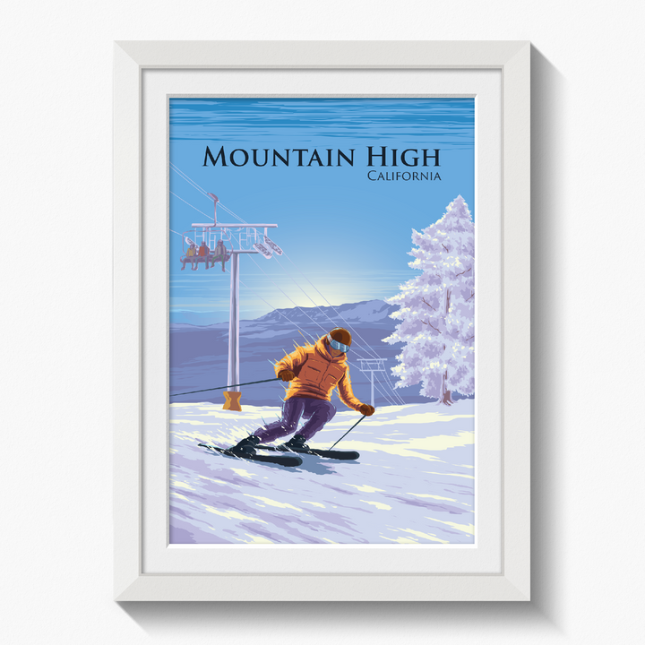 Mountain High California Ski Resort Travel Poster