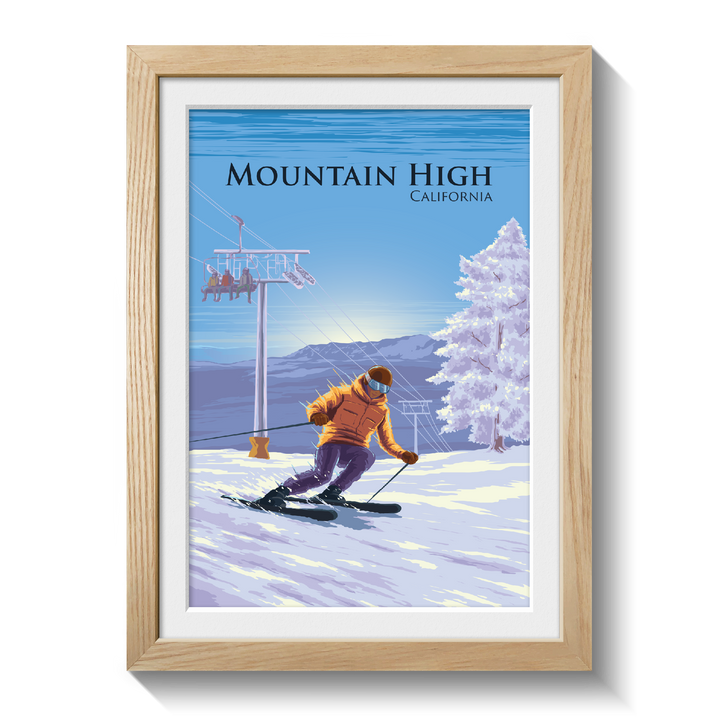 Mountain High California Ski Resort Travel Poster
