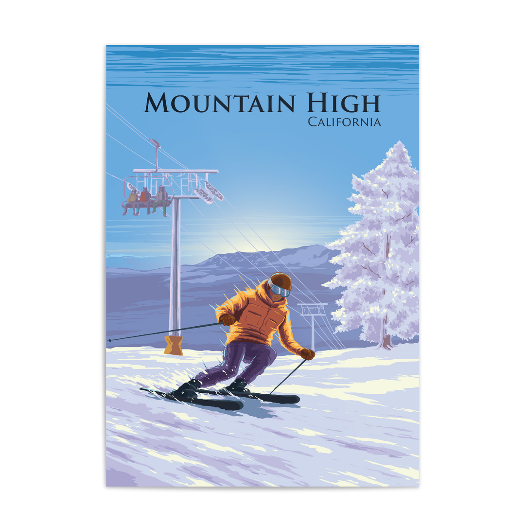 Mountain High California Ski Resort Travel Poster