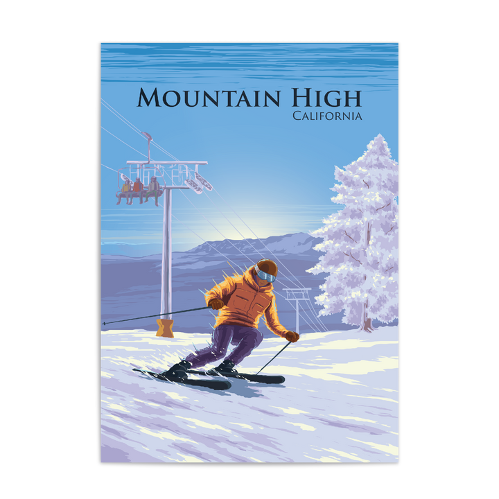 Mountain High California Ski Resort Travel Poster