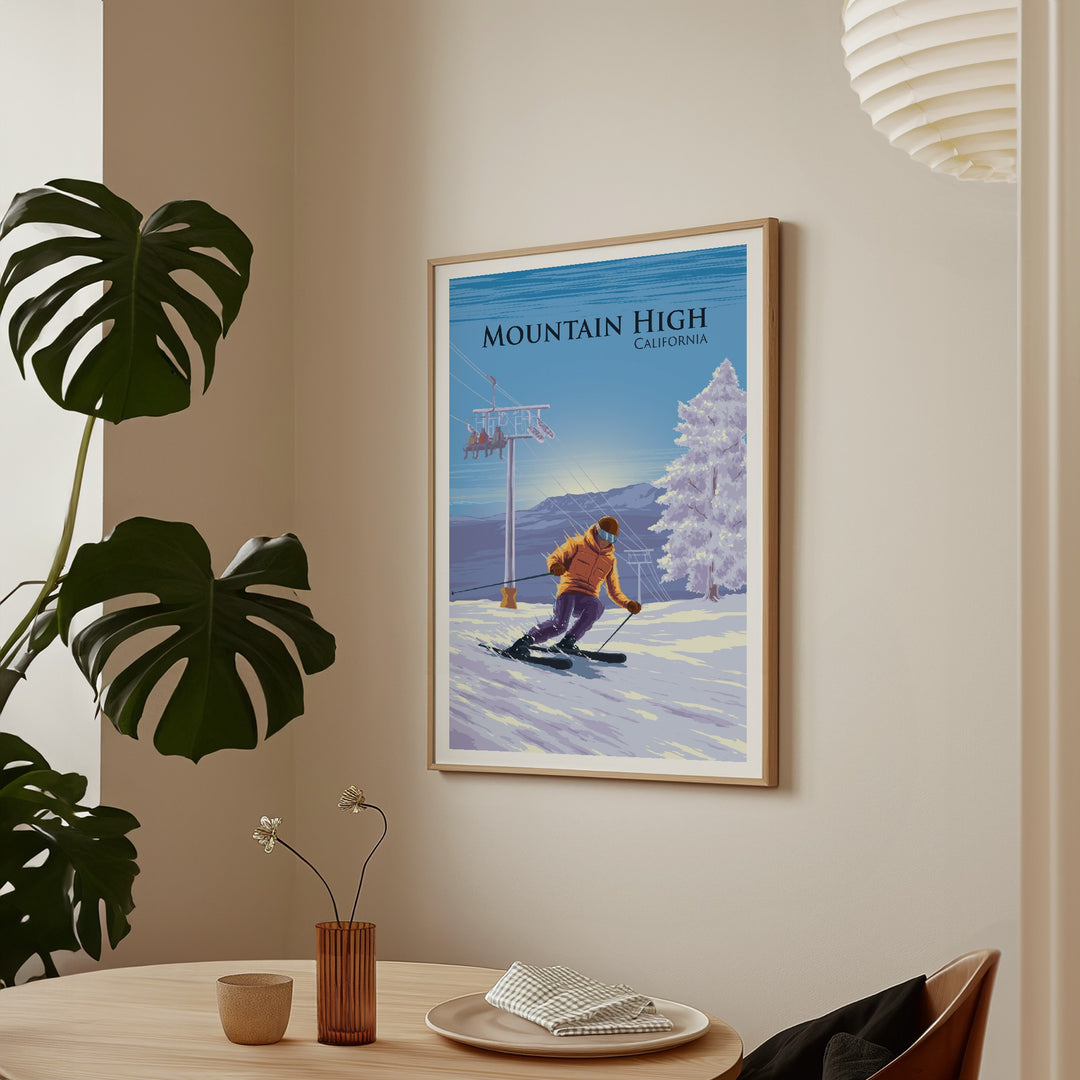 Mountain High California Ski Resort Travel Poster