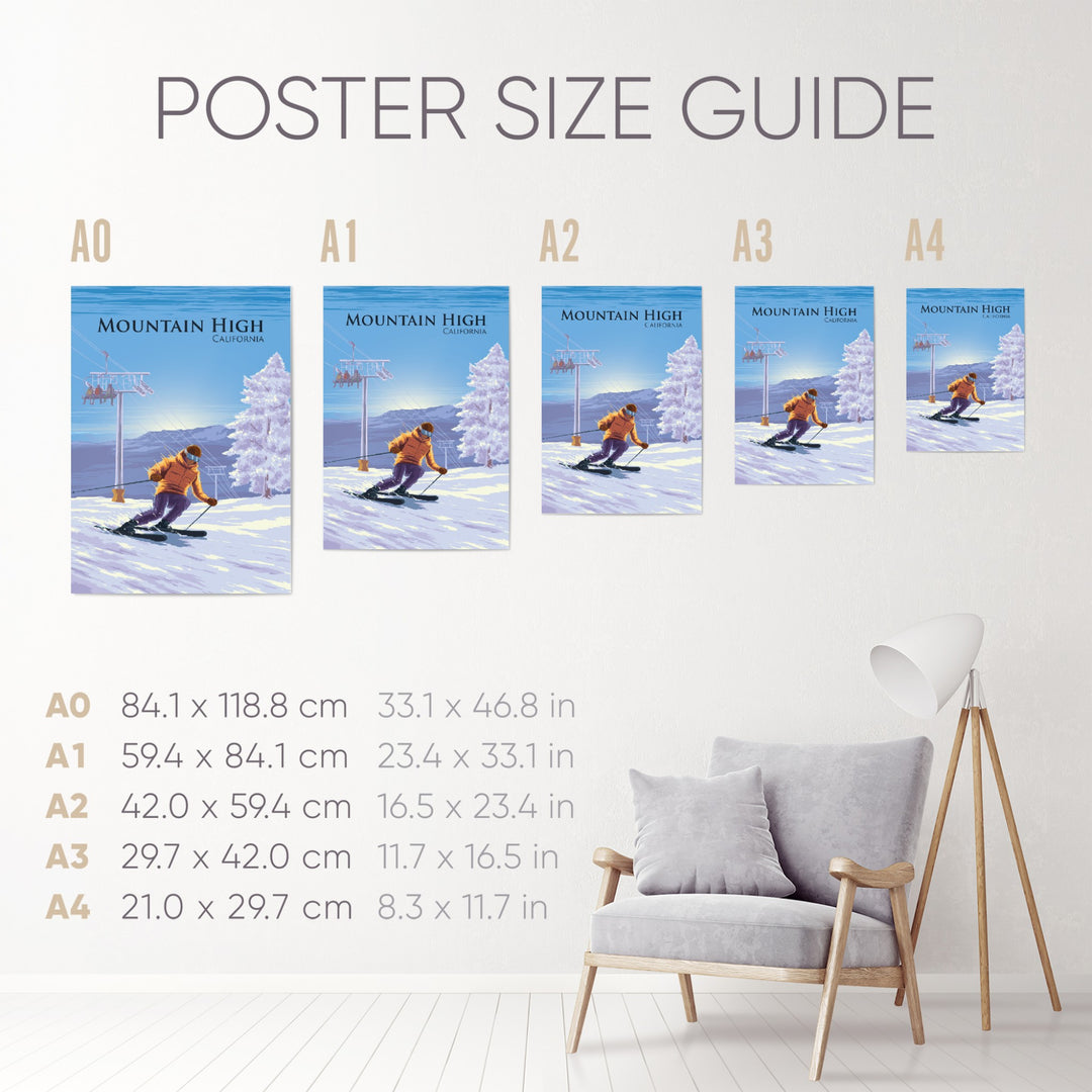 Mountain High California Ski Resort Travel Poster