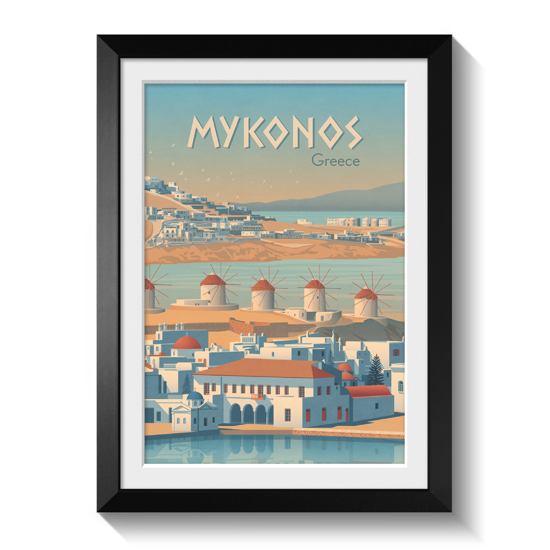 Mykonos Greece Travel Poster