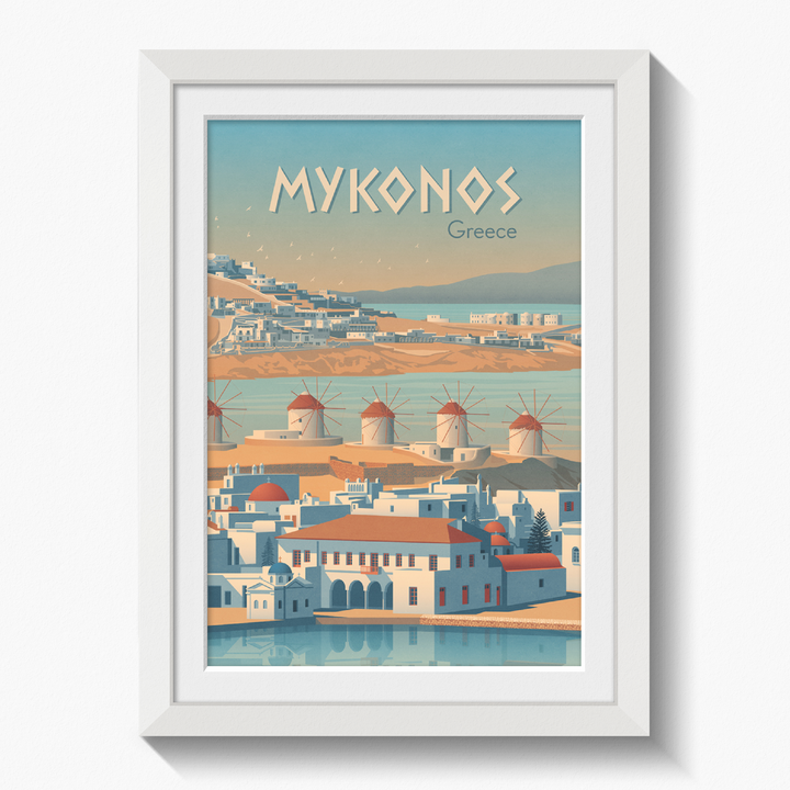 Mykonos Greece Travel Poster