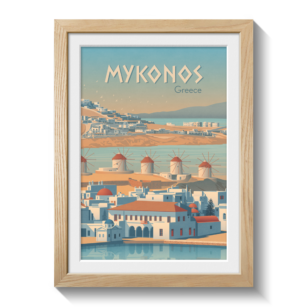 Mykonos Greece Travel Poster