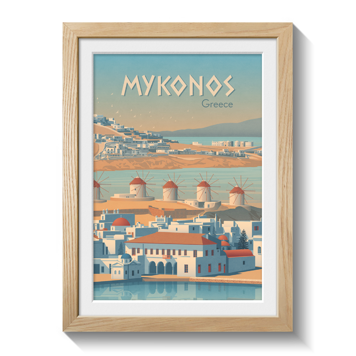 Mykonos Greece Travel Poster