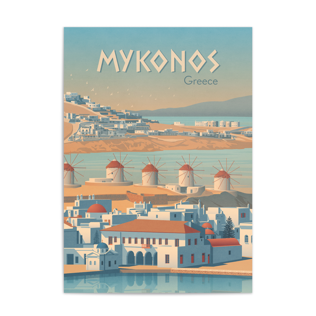 Mykonos Greece Travel Poster