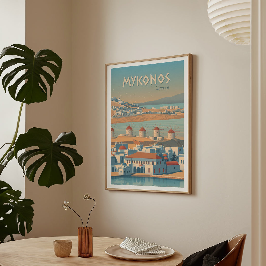 Mykonos Greece Travel Poster