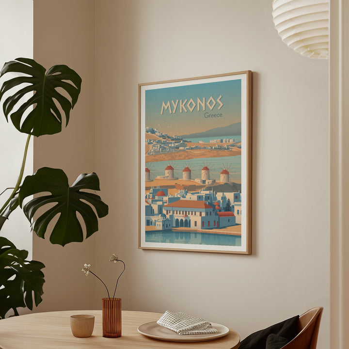 Mykonos Greece Travel Poster