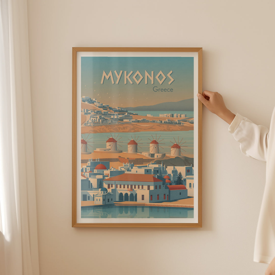 Mykonos Greece Travel Poster