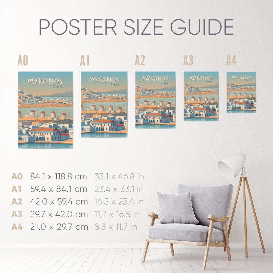 Mykonos Greece Travel Poster