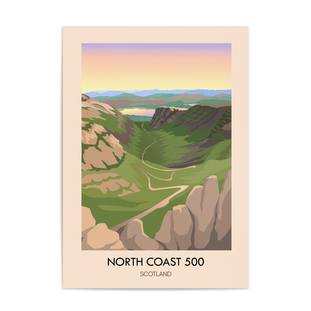 North Coast 500 Scotland Bealach na Bà Travel Poster