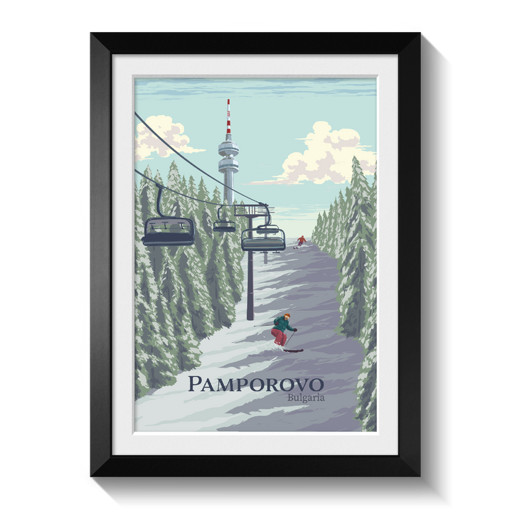 Pamporovo Bulgaria Ski Resort Travel Poster