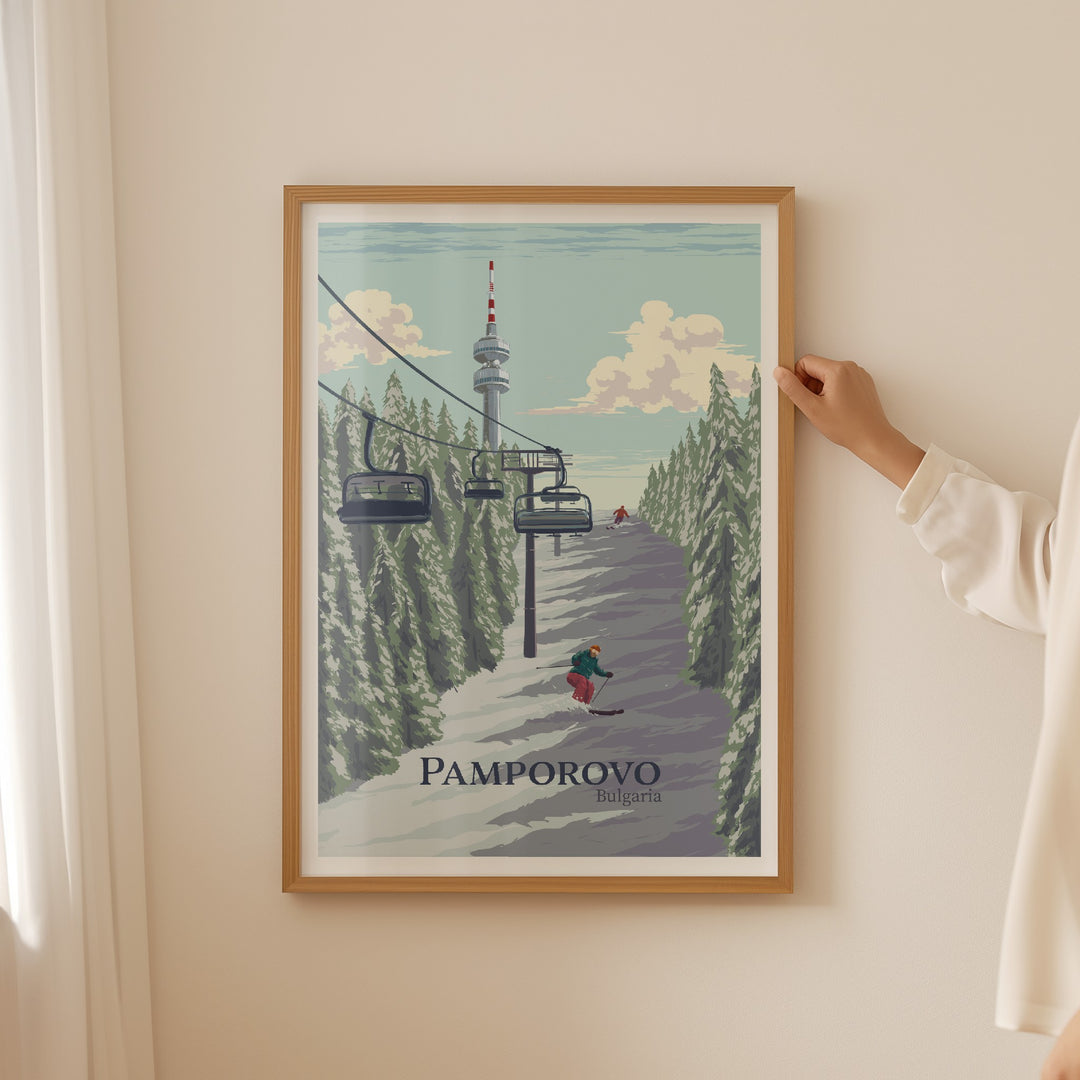 Pamporovo Bulgaria Ski Resort Travel Poster