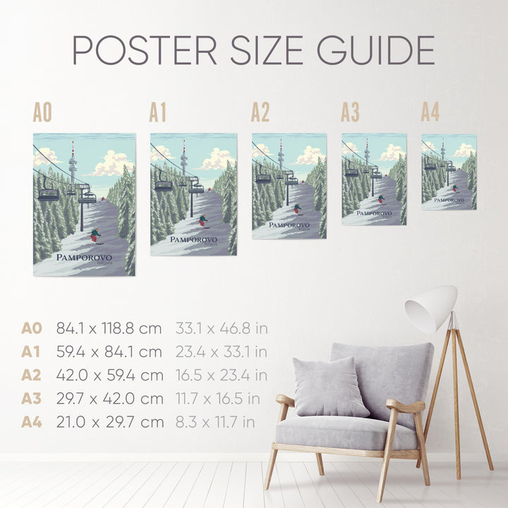 Pamporovo Bulgaria Ski Resort Travel Poster