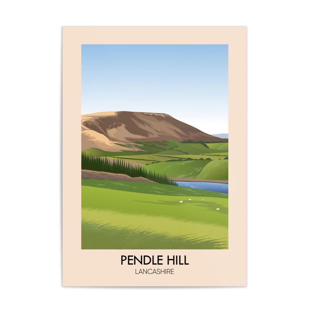 Pendle Hill Lancashire Travel Poster