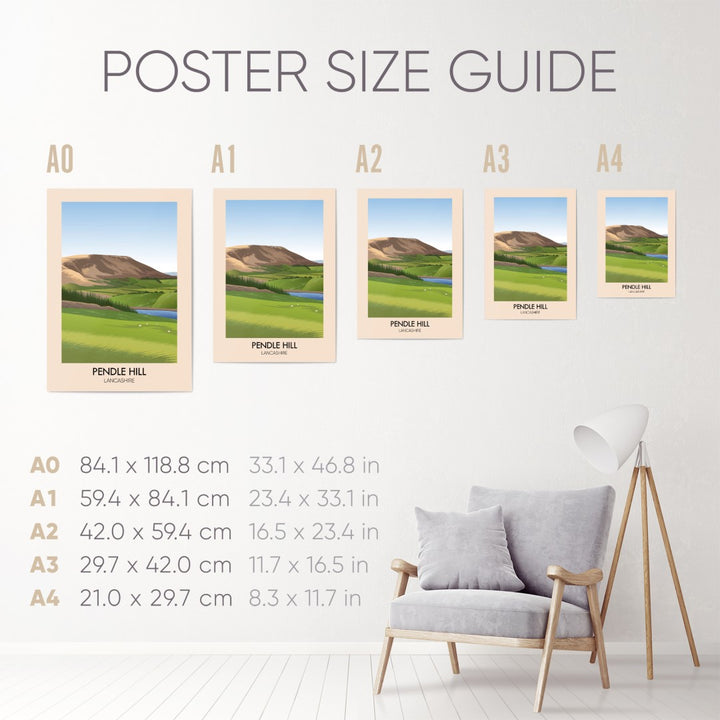 Pendle Hill Lancashire Travel Poster