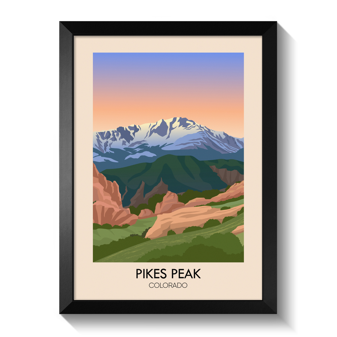 Pikes Peak Colorado USA Travel Poster