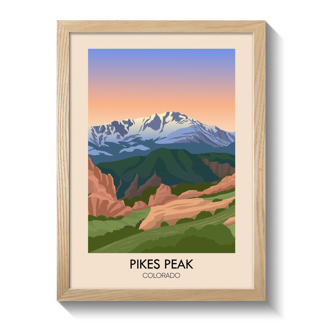 Pikes Peak Colorado USA Travel Poster
