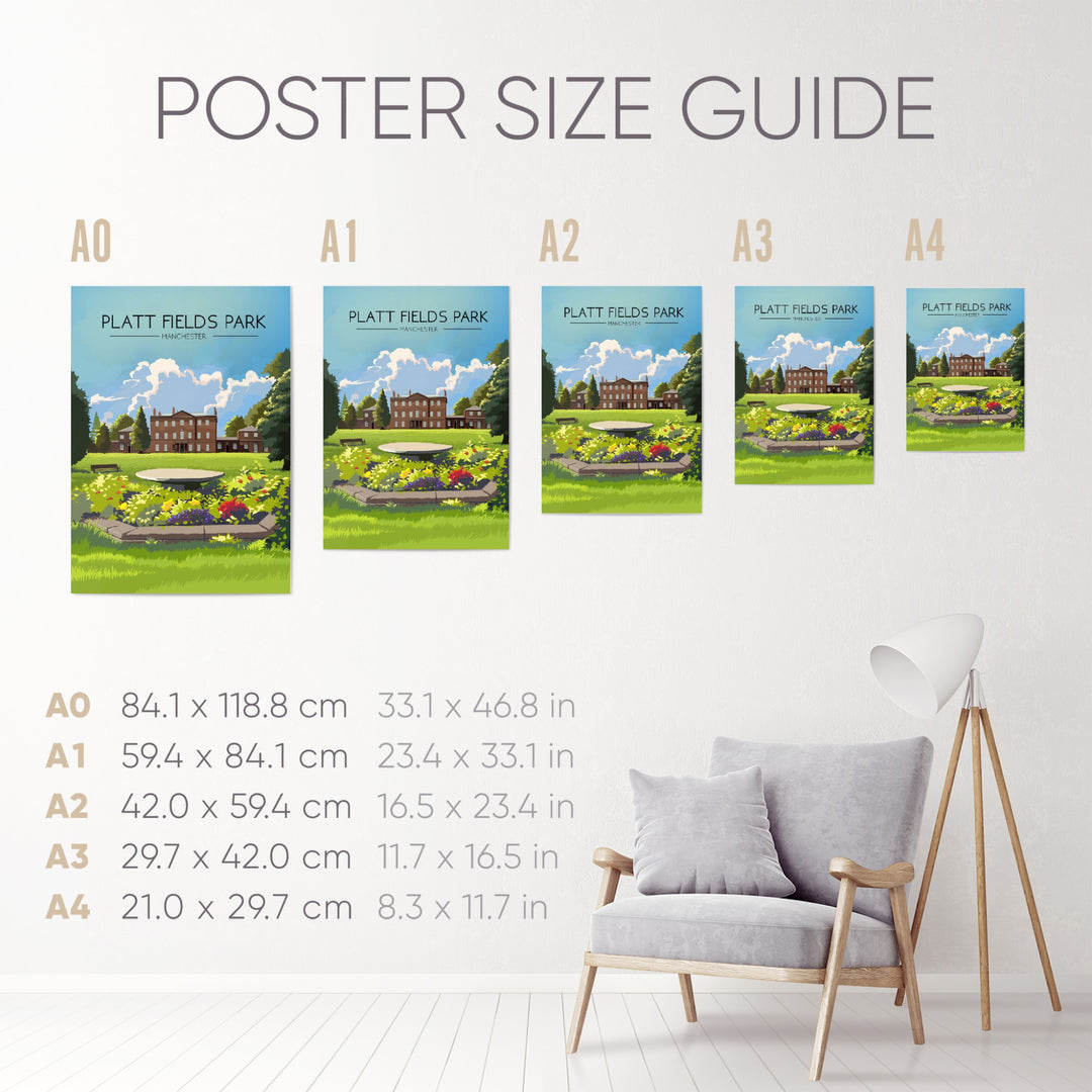 Platt Fields Park Manchester Travel Poster