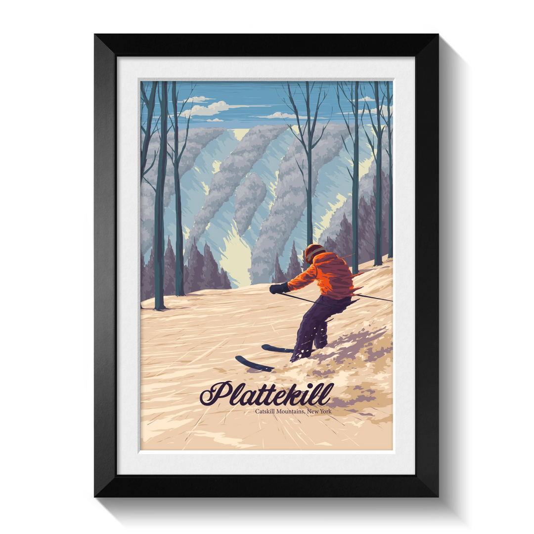 Plattekill Catskill Mountains NY USA Ski Resort Travel Poster