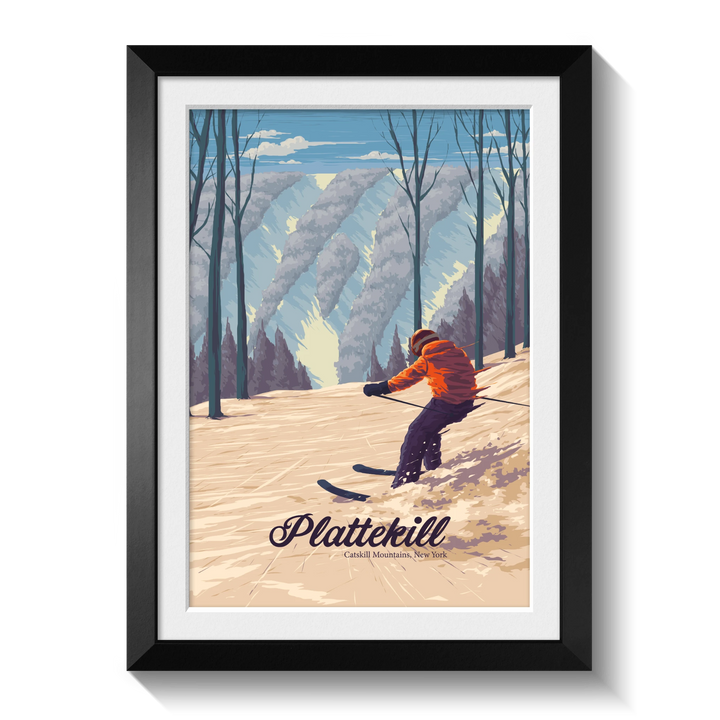 Plattekill Catskill Mountains NY USA Ski Resort Travel Poster