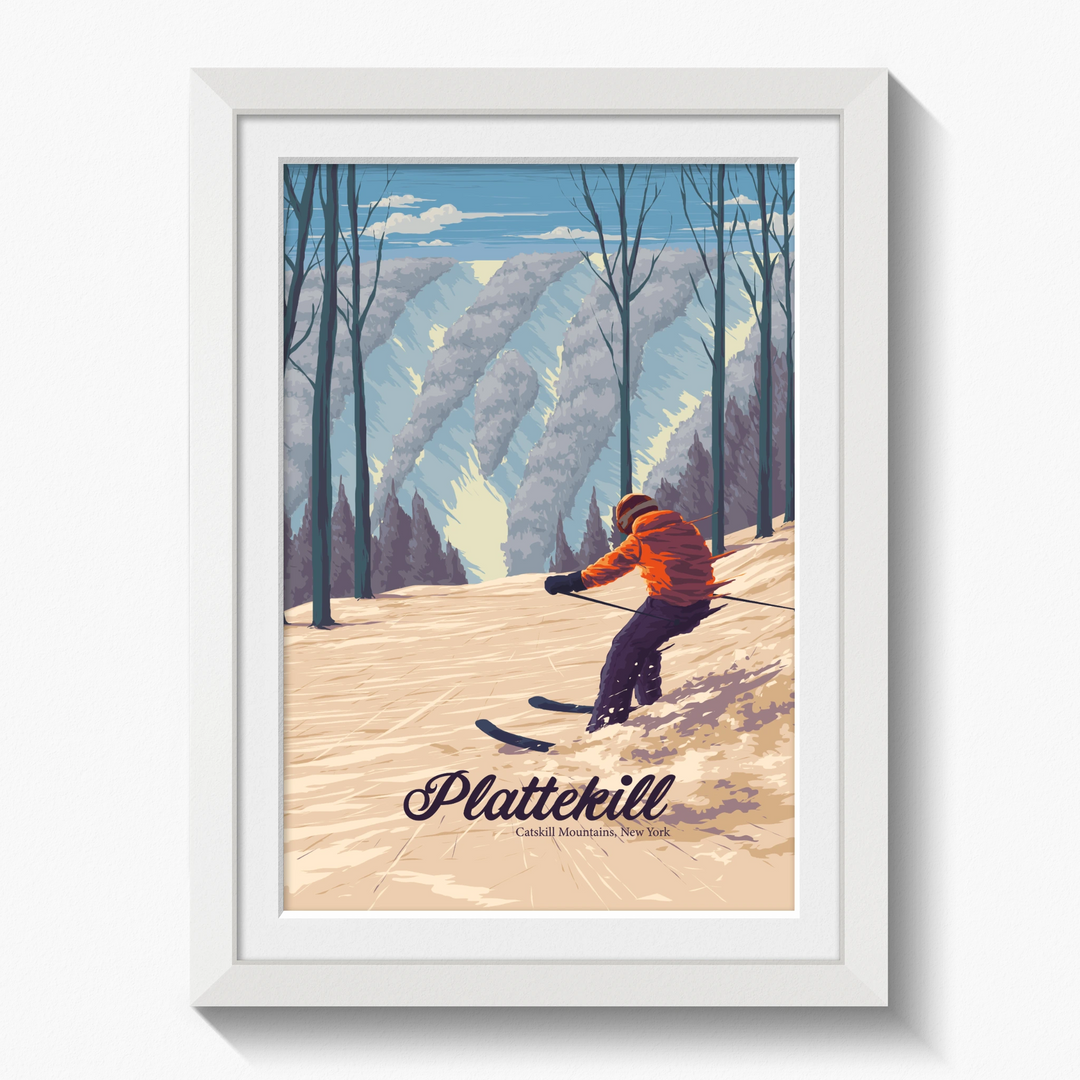 Plattekill Catskill Mountains NY USA Ski Resort Travel Poster