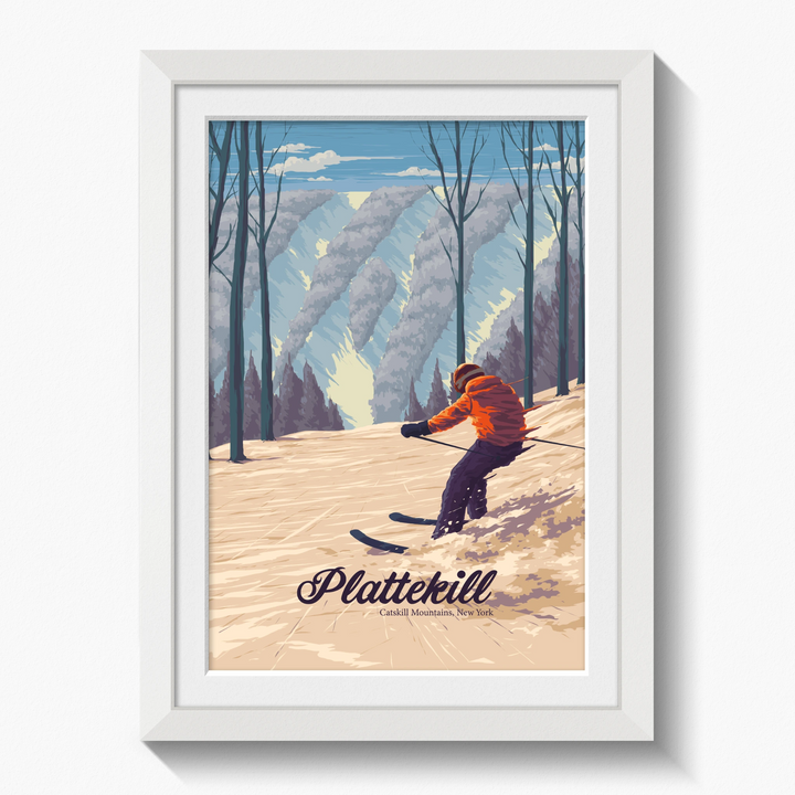 Plattekill Catskill Mountains NY USA Ski Resort Travel Poster