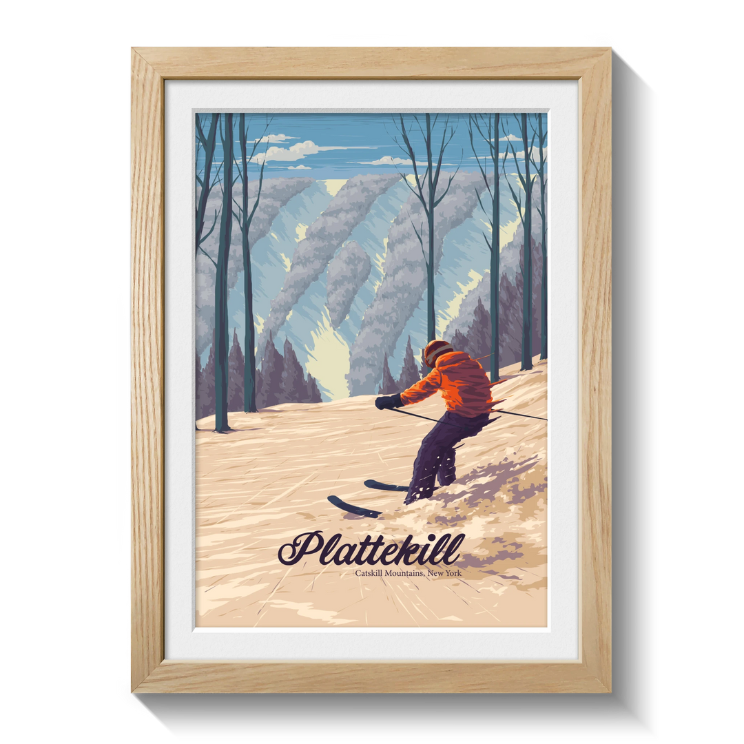 Plattekill Catskill Mountains NY USA Ski Resort Travel Poster