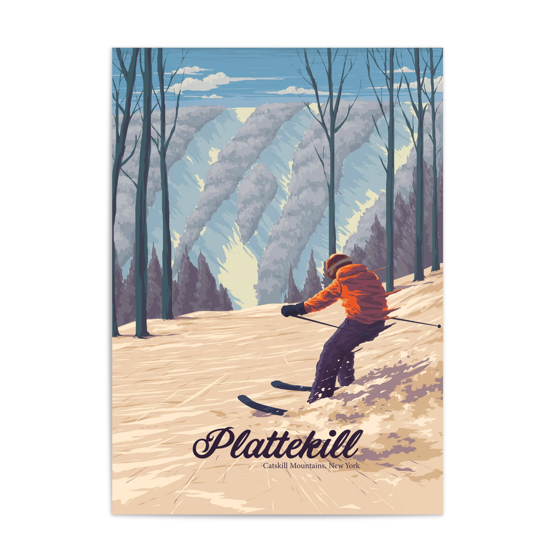 Plattekill Catskill Mountains NY USA Ski Resort Travel Poster