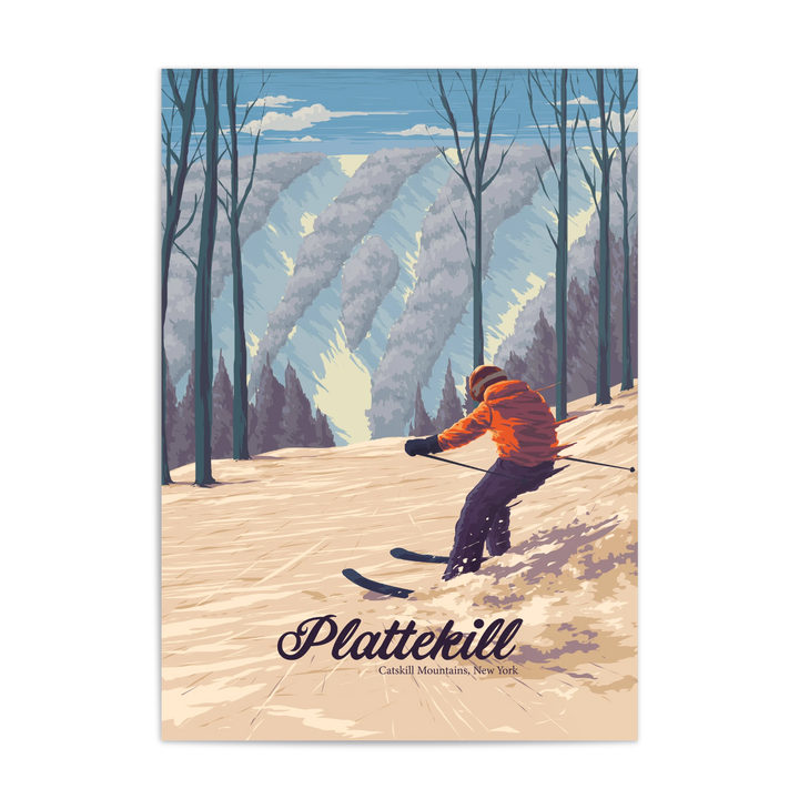 Plattekill Catskill Mountains NY USA Ski Resort Travel Poster