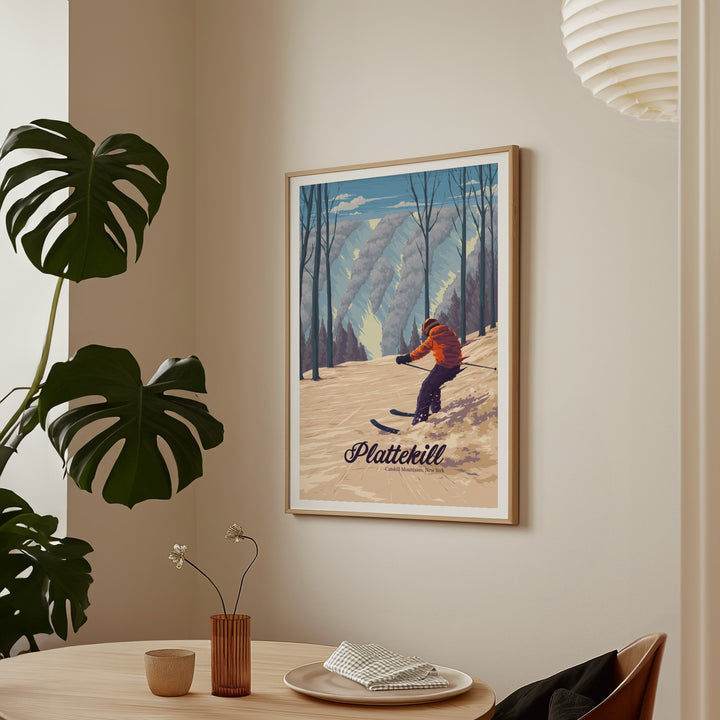 Plattekill Catskill Mountains NY USA Ski Resort Travel Poster