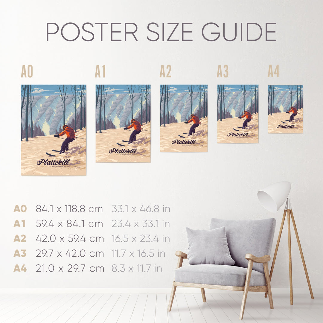 Plattekill Catskill Mountains NY USA Ski Resort Travel Poster