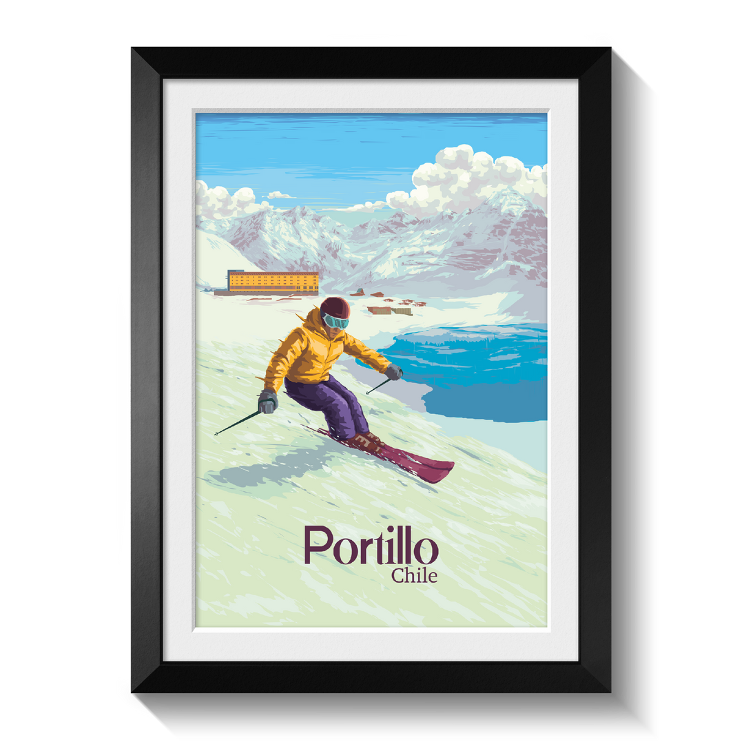 Portillo Chile Ski Resort Travel Poster