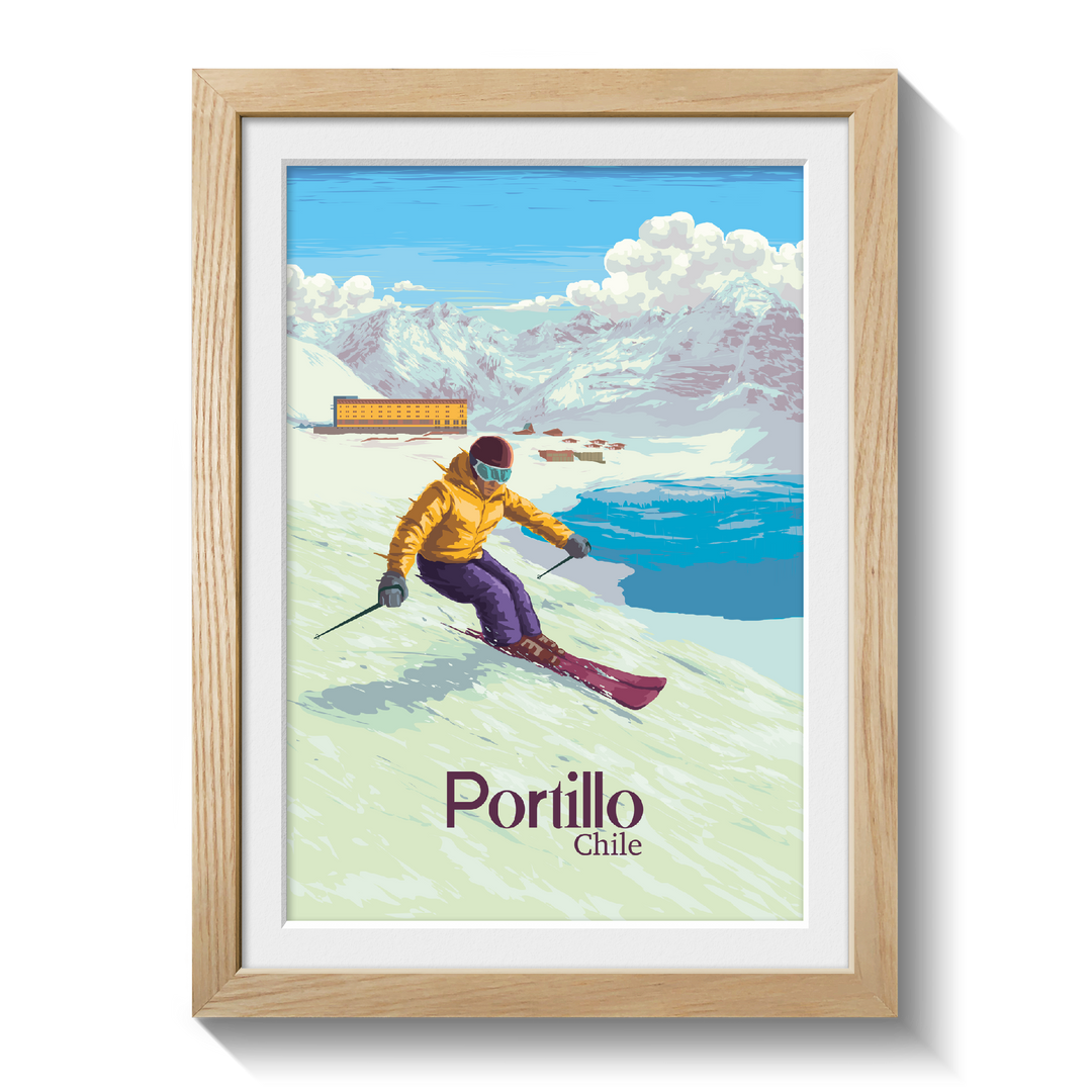 Portillo Chile Ski Resort Travel Poster