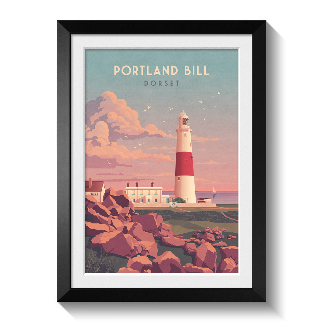 Portland Bill Lighthouse Dorset Travel Poster