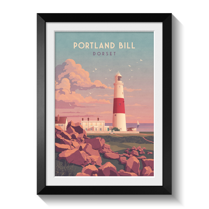 Portland Bill Lighthouse Dorset Travel Poster