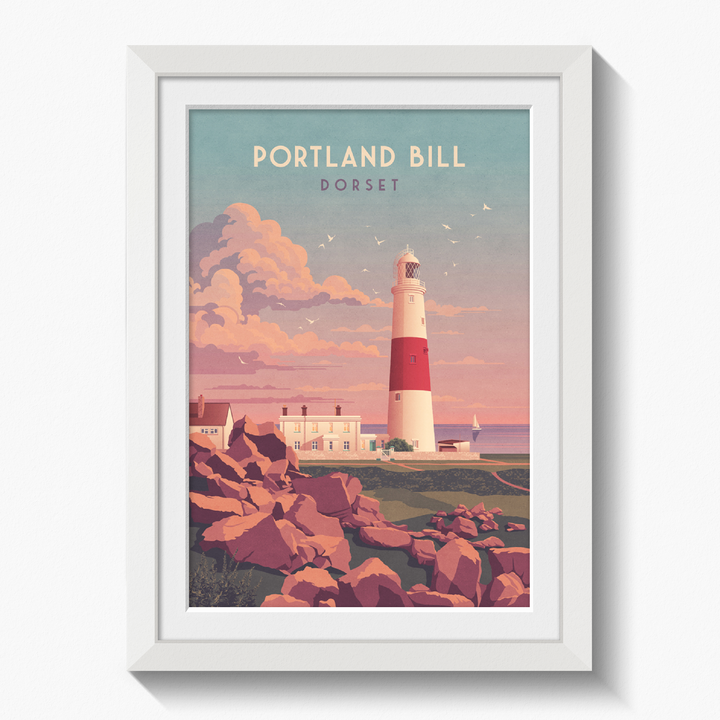 Portland Bill Lighthouse Dorset Travel Poster