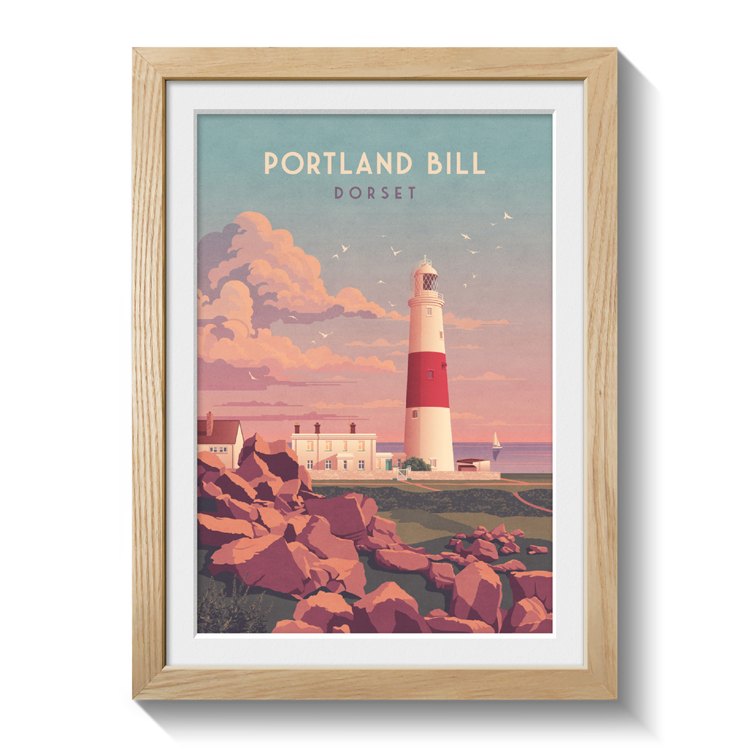 Portland Bill Lighthouse Dorset Travel Poster