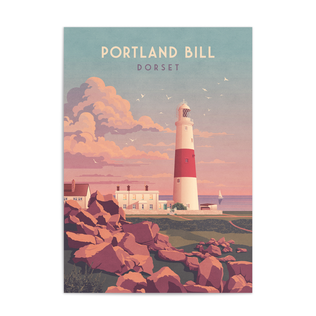 Portland Bill Lighthouse Dorset Travel Poster