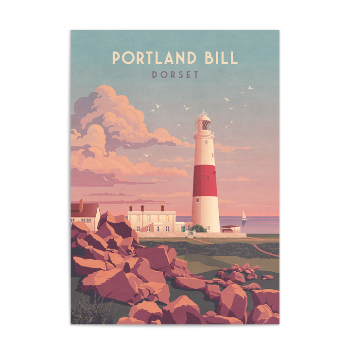 Portland Bill Lighthouse Dorset Travel Poster