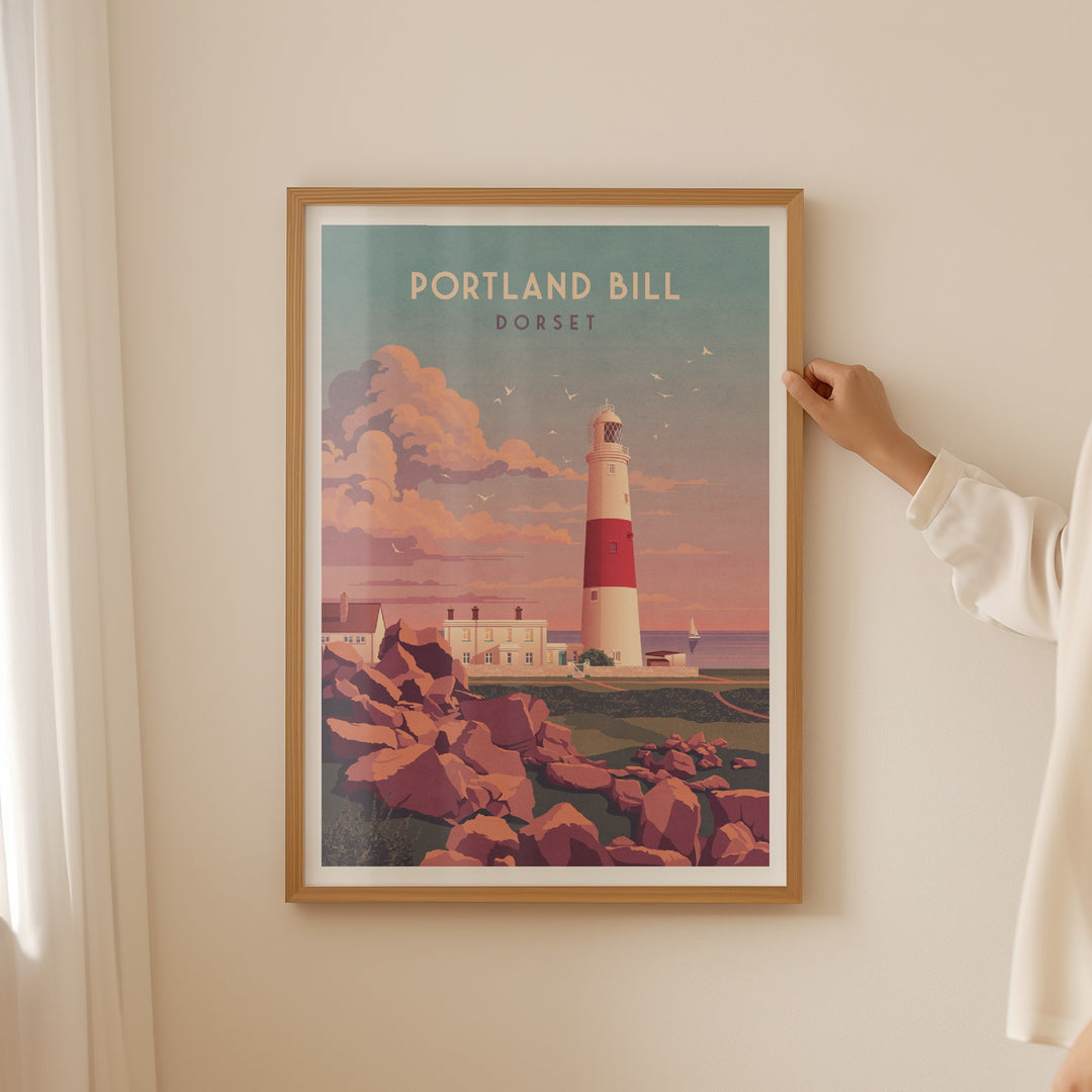 Portland Bill Lighthouse Dorset Travel Poster