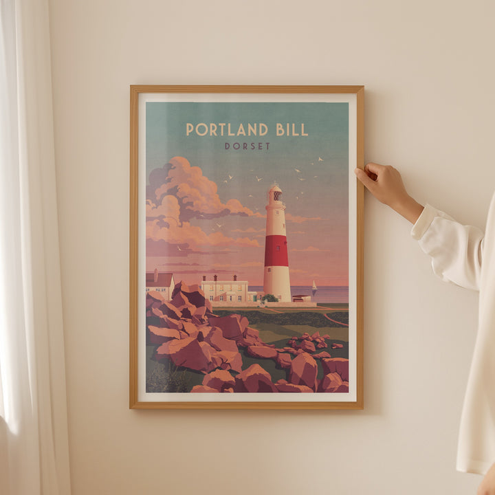 Portland Bill Lighthouse Dorset Travel Poster