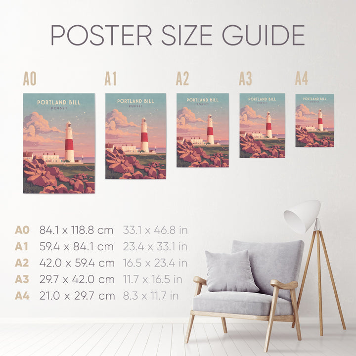 Portland Bill Lighthouse Dorset Travel Poster