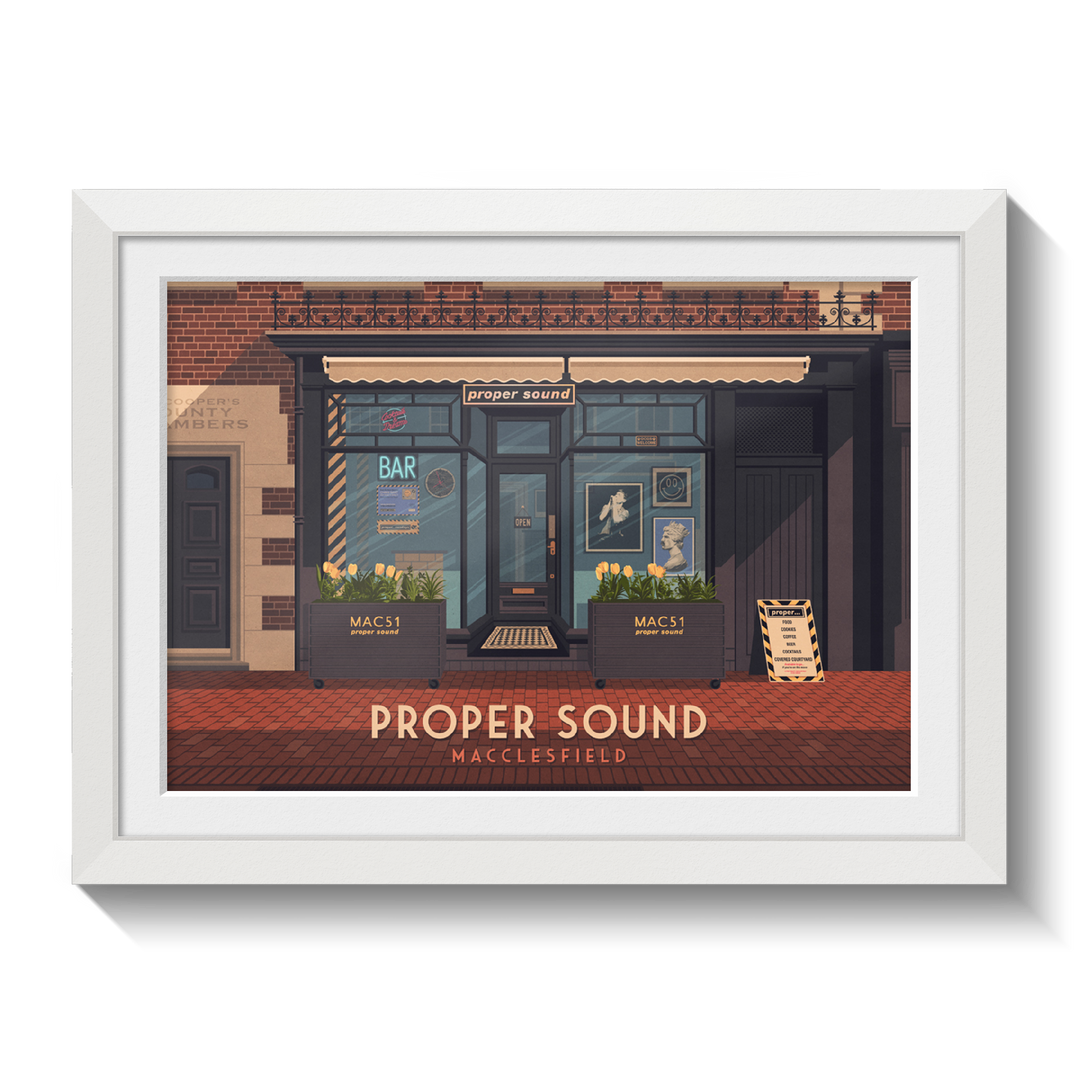 Proper Sound Bar and Music Shop Macclesfield Travel Poster