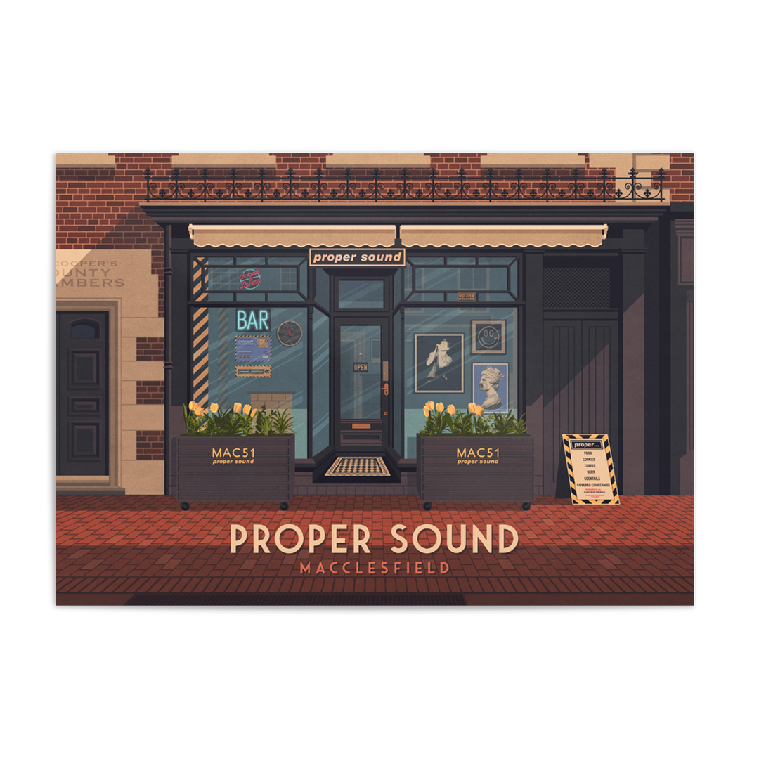 Proper Sound Bar and Music Shop Macclesfield Travel Poster