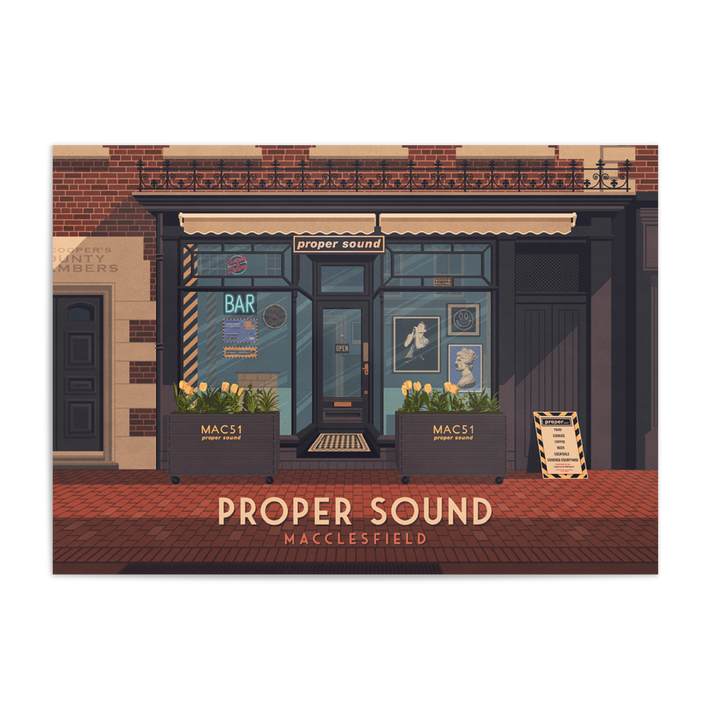 Proper Sound Bar and Music Shop Macclesfield Travel Poster