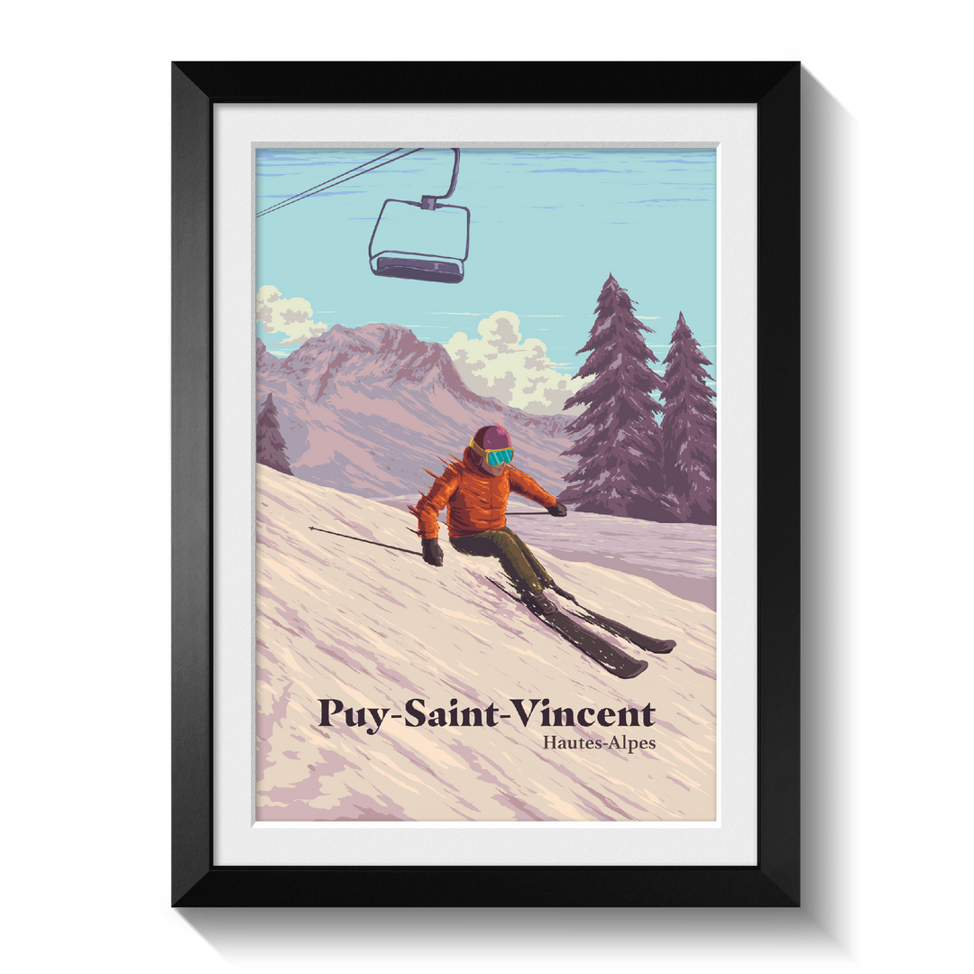 Puy Saint Vincent Ski Resort Travel Poster